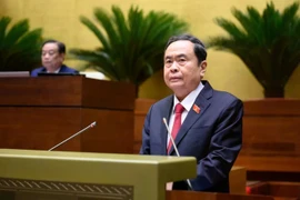 Председатель Национального собрания Чан Тхань Ман выступает на открытии девятой сессии НС 15-го созыва в Ханое 5 мая. (Фото: ВИA)