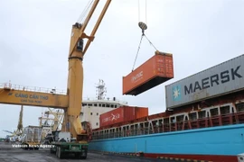 Контейнеры загружаются в порту Кайкуй города Кантхо. (Фото: ВИА) 