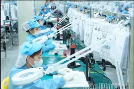 Компания Bhflex Vina Co., Ltd. с инвестициями из Республики Корея, расположенная в индустриальном парке Кхайкуанг провинции Футхо, в настоящее время управляет пятью заводами по производству электронных компонентов, обеспечивая работой более 4,1 тыс. человек. (Фото: baophutho.vn) 