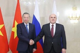 Генеральный секретарь ЦК КПВ То Лам встретился с Председателем Правительства Российской Федерации Михаилом Мишустиным.(Фото: ВИА)