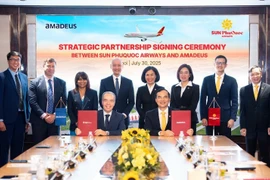  На церемонии подписания соглашения о стратегическом партнерстве между Sun PhuQuoc Airways и Amadeus. (Фото: Sun Group) 