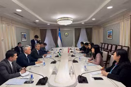 На встрече заместителя министра иностранных дел Вьетнама Ле Тхи Тху Ханг с первым заместителем председателя Сената Узбекистана С. Сафоевым. (Фото: Министерство иностранных дел Вьетнама)