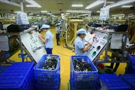 Рабочие производят электронные компоненты в компании Me Tran Vinh Phuc Electronics Company Limited в северной провинции Виньфук (Фото: ВИA)