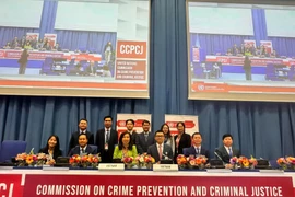 Делегация Вьетнама на 34-й сессии Комиссии ООН по предупреждению преступности и уголовному правосудию в Вене, Австрия, 19 мая (Фото: ВИA)