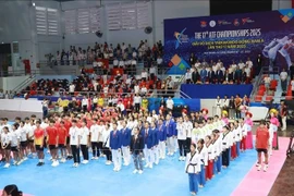 Церемония открытия 17-го чемпионата Юго-Восточной Азии по тхэквондо среди юниоров. (Фото: ВИA)