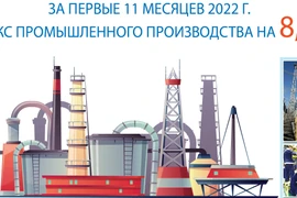 Индекс промышленного производства за 11 месяцев 2022 года увеличился на 8,6%