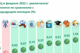 За первые 2 месяца 2022 года ИПЦ вырос на 1%