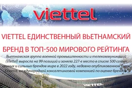 Viettel единственный вьетнамский бренд в топ-500 мирового рейтинга