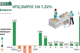 Индекс потребительских цен в феврале вырос на 1,52%