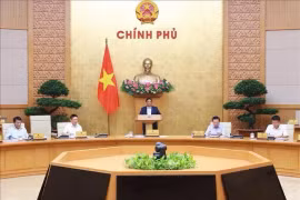 Премьер-министр Фам Минь Тьинь председательствует на очередном октябрьском заседании правительства 9 ноября. (Фото: ВИA)