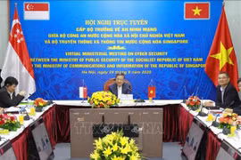 Министр общественной безопасности генерал То Лам выступает на министерской онлайн-конференции по кибербезопасности между Министерством общественной безопасности Вьетнама и Министерством связи и информации Сингапура 29 сентября (Фото: ВИА)