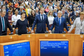 Европейские парламентарии на заседании голосования по соглашению Brexit. (Источник: EP)