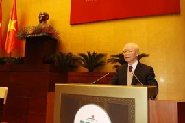 Генеральный секретарь ЦК КПВ Нгуен Фу Чонг сделал напутствие на конференции. (Фото: ВИА)