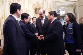 Премьер-министр Фам Минь Тьинь представил премьер-министру Франции Жану Кастексу официального члена вьетнамской делегации высокого уровня. (Фото: ВИА)