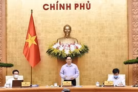 Премьер-министр Фам Минь Тьинь на заседании правительства (Фото: baochinhphu.vn)