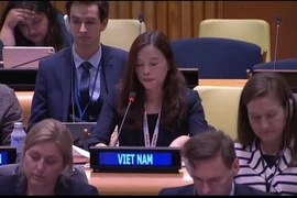 Советник Ле Тхи Минь Тхоа, заместитель постоянного представителя Вьетнама при ООН, выступает на встрече (Фото: ВИА) 