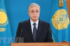 Президент Республики Казахстан Касым-Жомарт Токаев выступает в Альматах, Казахстан. (Фото: AFP/ВИА)