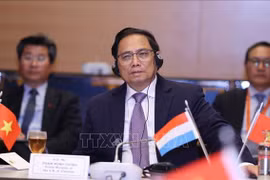 Премьер-министр Фам Минь Тьинь на встрече с руководителями ряда крупных экономических групп Люксембурга и Европы (Фото: ВИА)