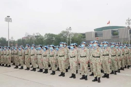 Члены 1-й ротации инженерных подразделений и 4-й ротации полевых госпиталей 2-го уровня (Фото: ВИА) 