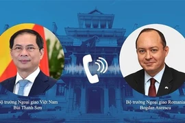 Министр иностранных дел Буй Тхань Шон (слева) провел телефонные переговоры со своим румынским коллегой Богданом Ауреску 7 марта. (Источник: ВИА)