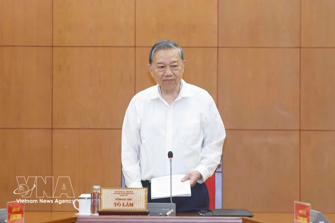 Генеральный секретарь То Лам выступает. (Фото: ВИА)