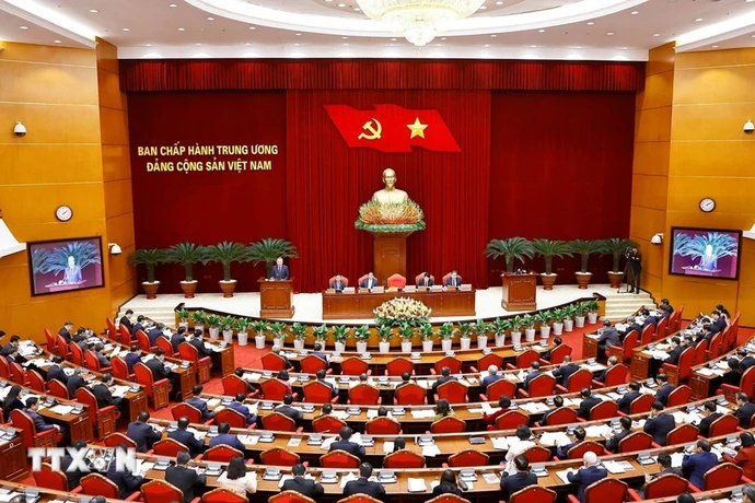 Открывающее заседание пленума ЦК КПВ XIII созыва. (Фото: ВИА)