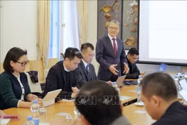 Профессор, доктор наук Нгуен Суан Тхинь выступает на круглом столе. (Фото: ВИА)