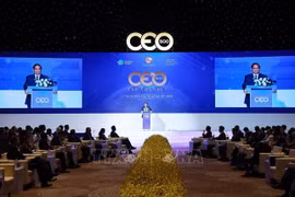 Премьер-министр Фам Минь Тьинь выступает на программе CEO500–TEA CONNECT. (Фото: ВИА)