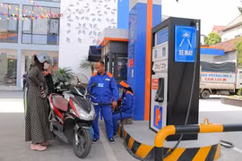 Сотрудник заправляет топливом транспортные средства на станции Petrolimex. (Фото: ВИА)