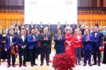 Премьер-министр Фам Минь Тьинь (пятый справа) и его российский коллега Михаил Мишустин присутствуют на художественной программе (Фото: ВИA)