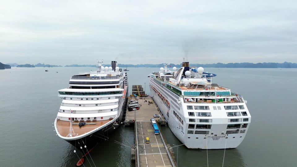 Два круизных лайнера Westerdam и Star Voyager швартуются у Международного пассажирского порта Халонг в провинции Куангнинь. (Фото: ВИА)