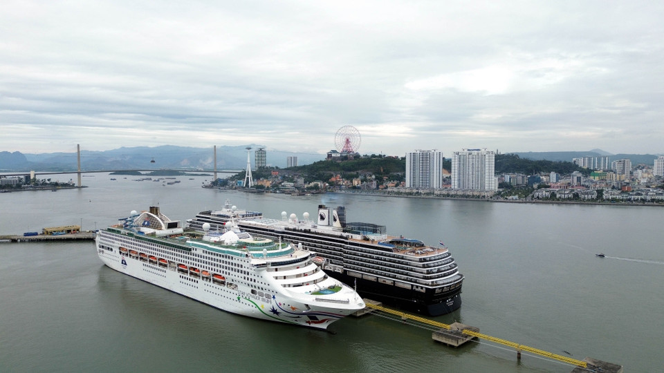 Два круизных лайнера Westerdam и Star Voyager швартуются у Международного пассажирского порта Халонг в провинции Куангнинь. (Фото: ВИА)
