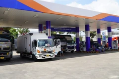 Многие контейнеровозы и грузовые автомобили приезжают заправляться на АЗС Petrolimex №111 (община Митхо, провинция Донгтхап) (Фото: ВИА)