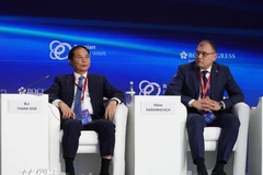 Заместитель премьер-министра Буй Тхань Шон (слева) на дискуссионной сессии (Фото: ВИА)