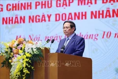 Премьер-министр Фам Минь Тьинь встречается с представителями бизнеса по случаю Дня предпринимателя Вьетнама (Фото: ВИА)