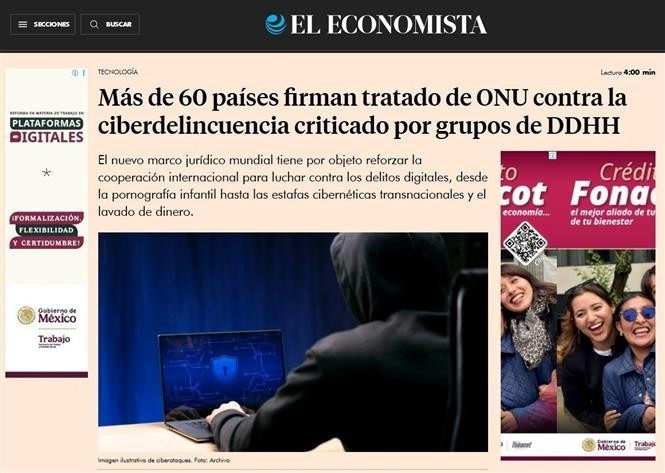 Мексиканское издание El Economista сообщает о подписании Ханойской конвенции. (Фото: скриншот)