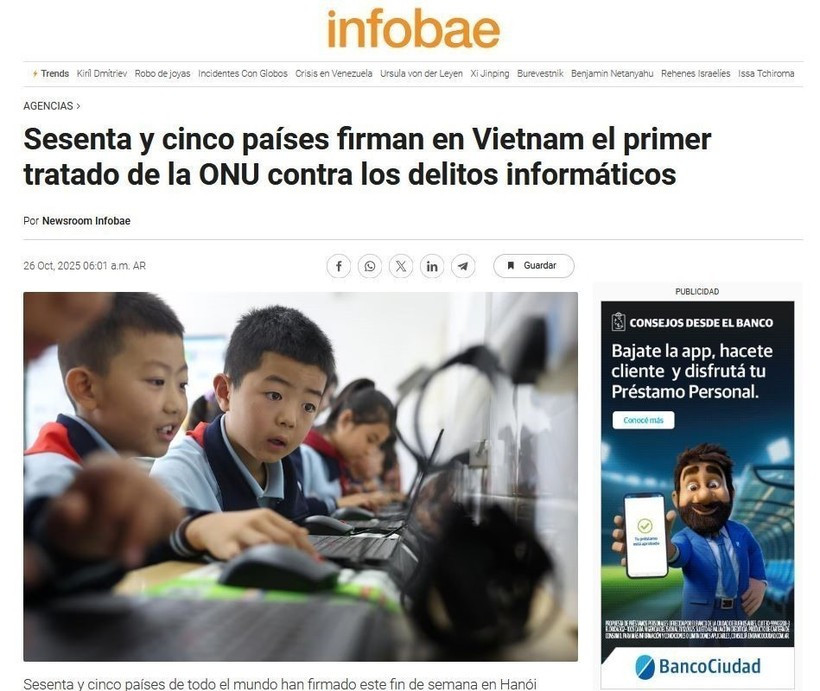 Скриншот статьи на Infobae