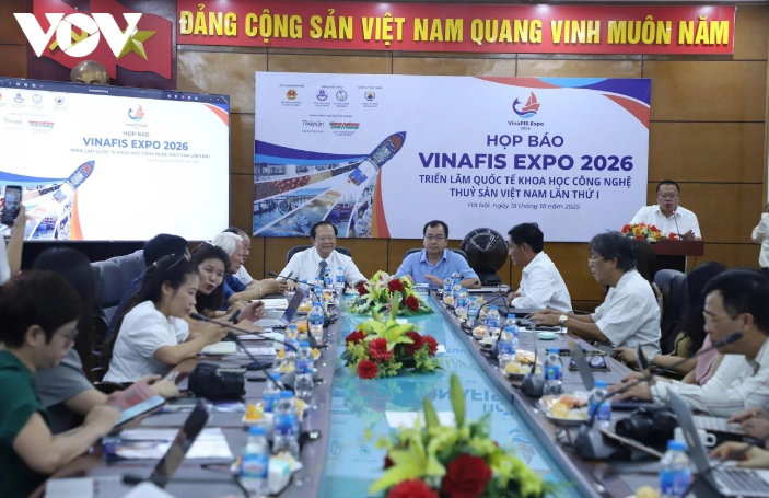 Пресс-конференция, посвящённая объявлению о проведении выставки VINAFIS EXPO 2026 (Фото: vov.vn)