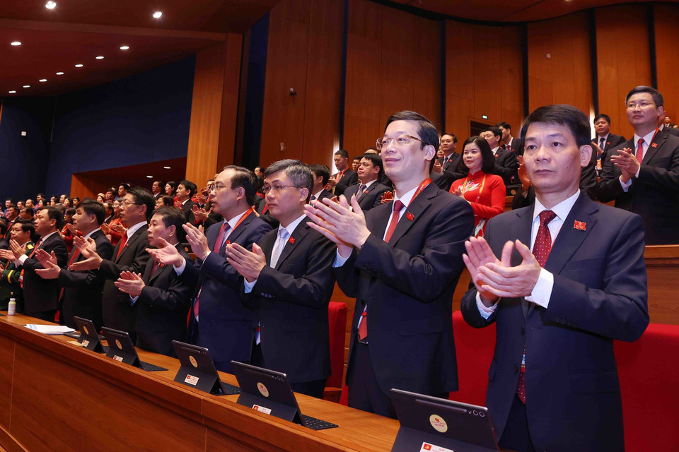 Делегаты приняли участие в заседании открытия XIV Всевьетнамского съезда Коммунистической партии Вьетнама. Фото: ВИА.