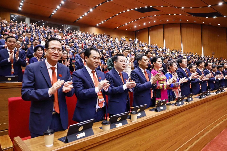 Делегаты приняли участие в заседании открытия XIV Всевьетнамского съезда Коммунистической партии Вьетнама. Фото: ВИА.
