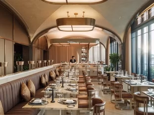 Элегантная обстановка ресторана The Hudson Rooms на крыше отеля Capella Hanoi. (Фото: Sun Group) 