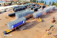 Груз объемом 1200 тонн модулей был экспортирован в Сингапур компанией Doosan Enerbility Vietnam Heavy Industry Co., Ltd., провинции Куангнгай (Фото: ВИА)
