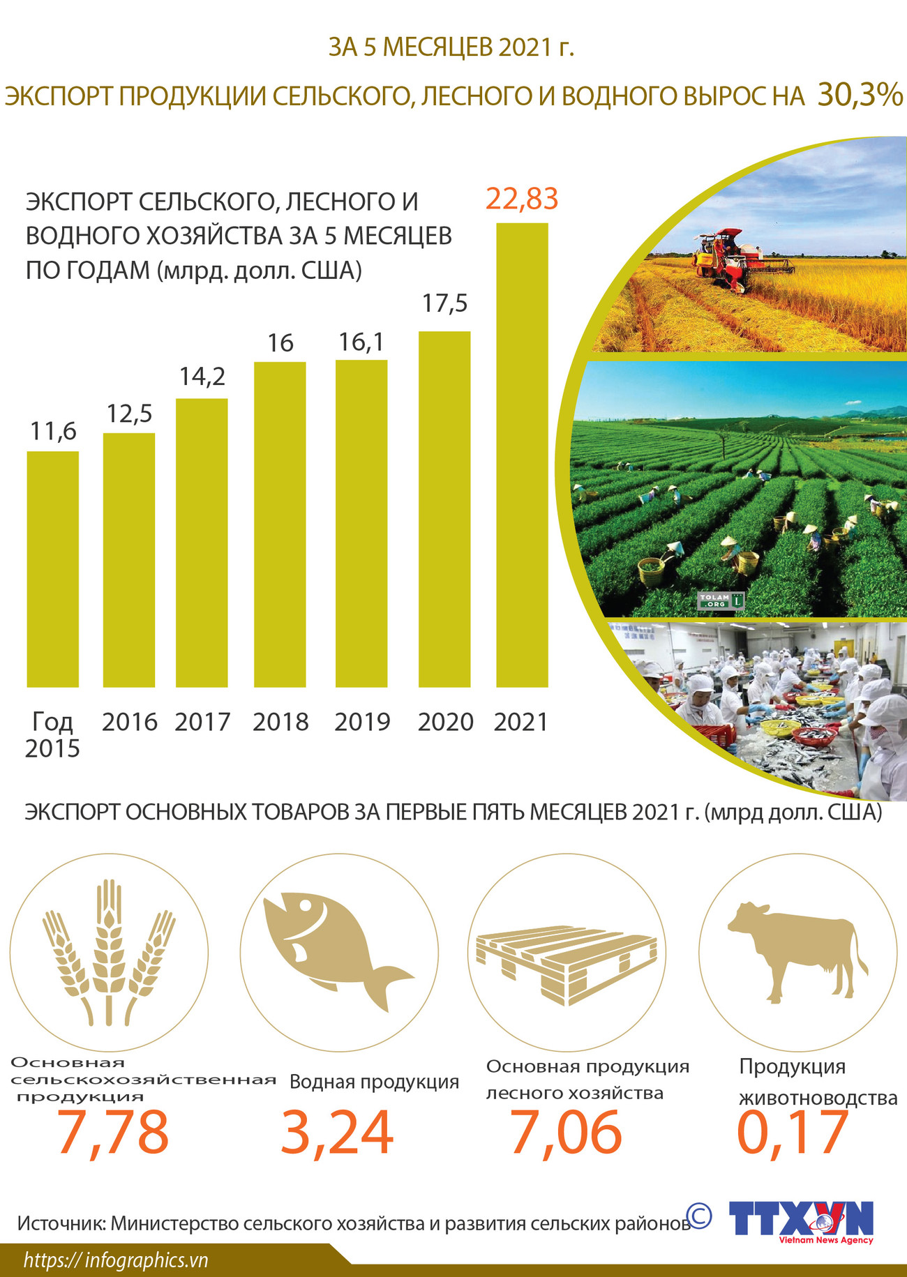Экспорт продукции сельского, лесного и водного хозяйства вырос более чем на 30% ảnh 1