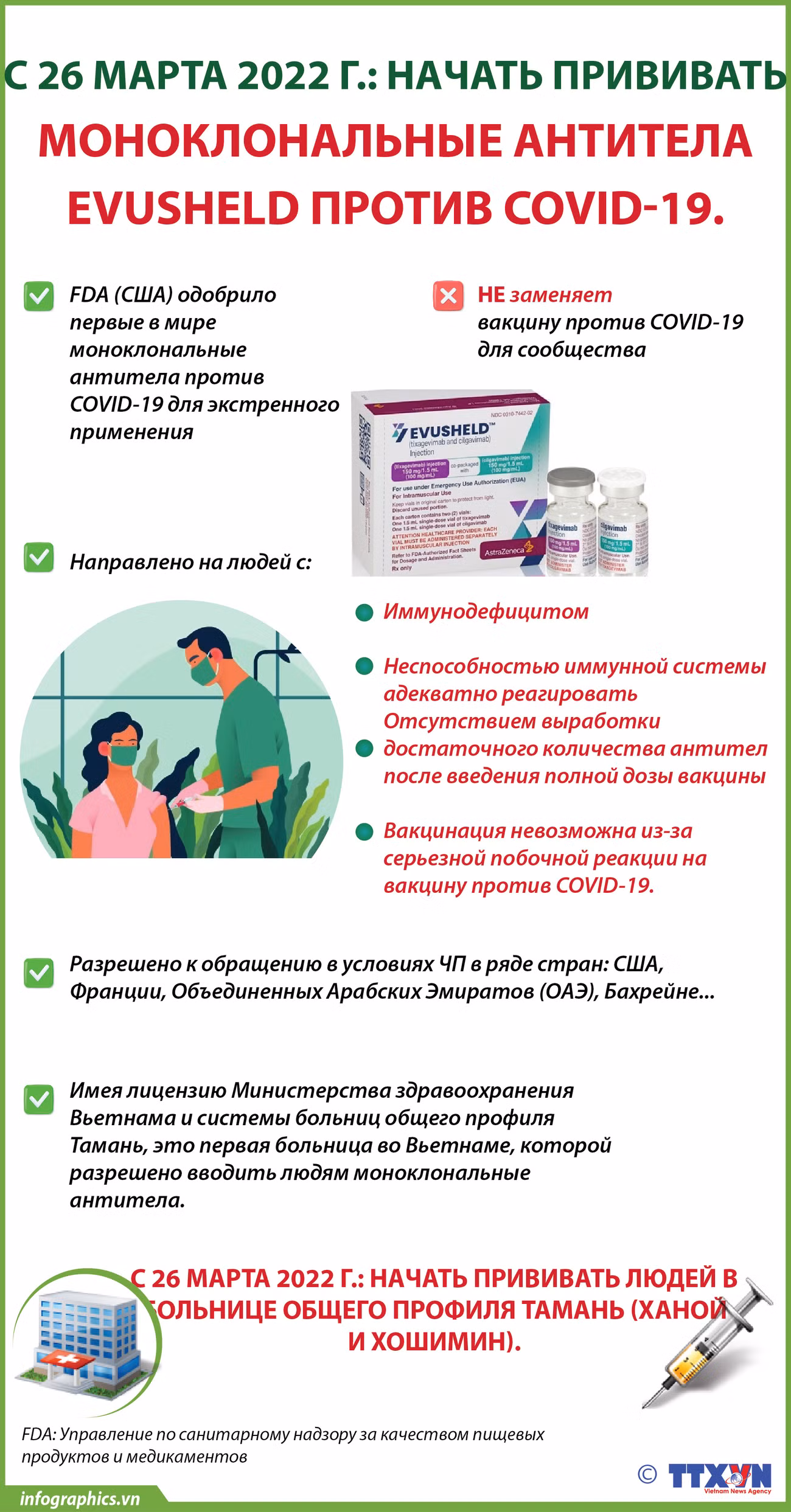 С 26 марта 2022 г.: Начать прививать моноклональные антитела Evusheld против COVID-19. ảnh 1