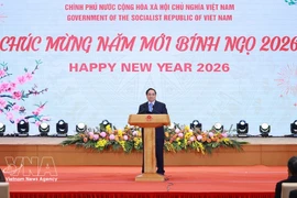 Премьер-министр Фам Минь Тьинь выступил с приветственной речью в честь дипломатического корпуса по случаю Нового 2026 года и традиционного праздника Тэт Биньнго. (Фото: ВИА).