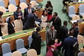 Множество государств-членов ООН пришли поздравить Вьетнам с высоким результатом голосования. (Фото: ВИА).