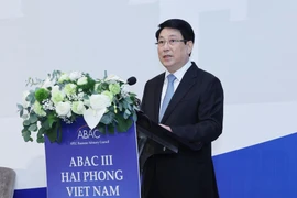 Президент государства Лыонг Кыонг выступает на открытии ABAC-III. (Фото: ВИA)