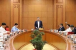 Генеральный секретарь партии То Лам выступает на 4-м заседании подкомитета по кадровым вопросам 14-ого всевьетнамского съезда партии в Ханое 25 марта (Фото: ВИА)