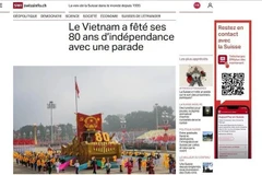 В статье, опубликованной на SwissInfo, говорится, что парад, посвященный 80-летию национального праздника Вьетнама, является не только демонстрацией военной мощи, но и героическим свидетельством того, что страна прошла путь строительства и защиты страны, преодолевая бесчисленные испытания. (Скриншот фото)