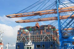 Обработка импортных и экспортных грузов в международном порту Гемалинк в Хошимине. (Фото: ВИА)